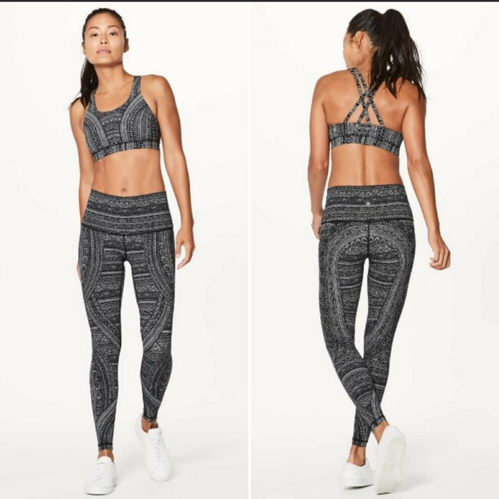 Lululemon Wunder Under High Rise Legging Nulux 28" Entwined Ice Gray Black so 6